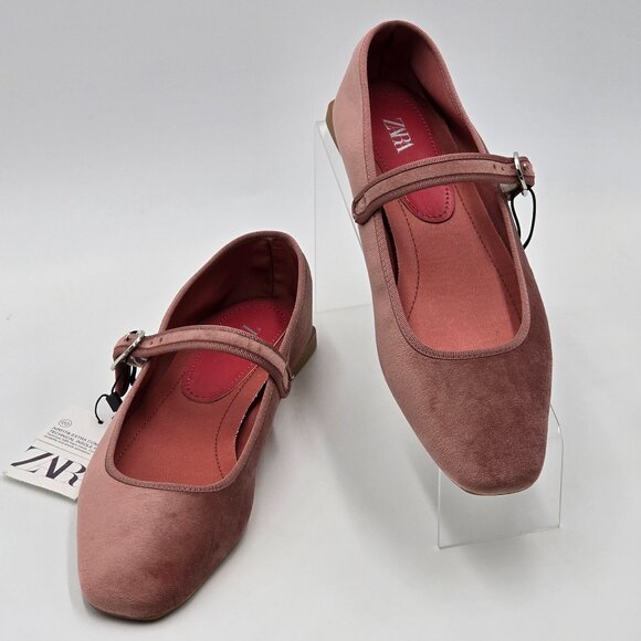 Zara Velvet Mary Jane Ballet Flats - NWT - Picture 8 of 15